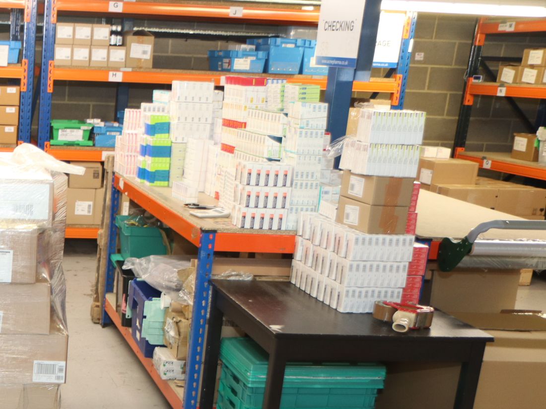 Medicines on the shelves in our warehouse